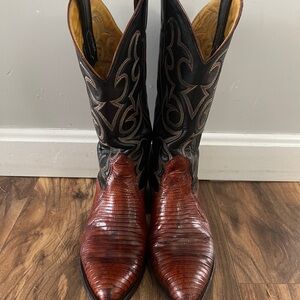 Nocona Exotic Lizard Western Cowboy Boots Brown Black USA